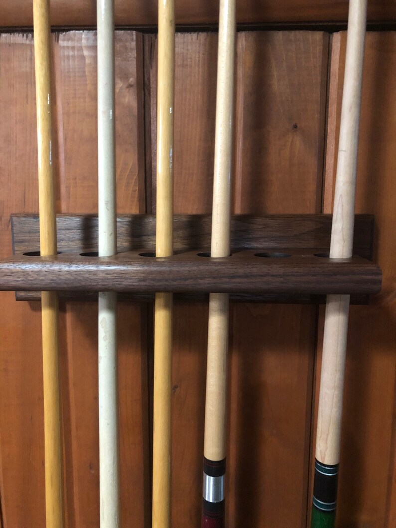 Solid Wood Pool cue rack / holder 6 cue wall mount oak Etsy