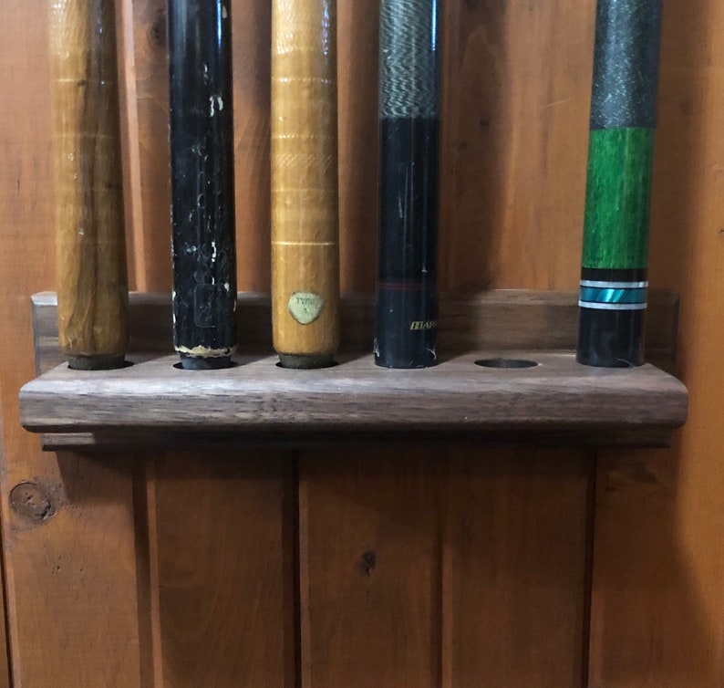 Solid Wood Pool cue rack / holder 6 cue wall mount oak Etsy