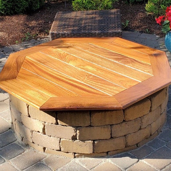 Wood fire pit cover / table (mahogany or walnut) - multiple sizes available