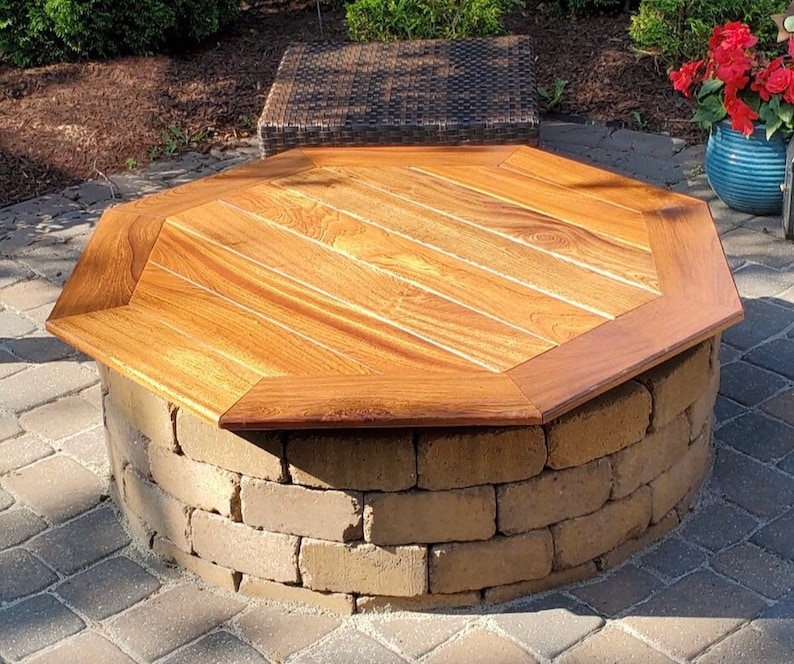 Wood Fire Pit Cover / Table mahogany or Walnut Multiple Etsy