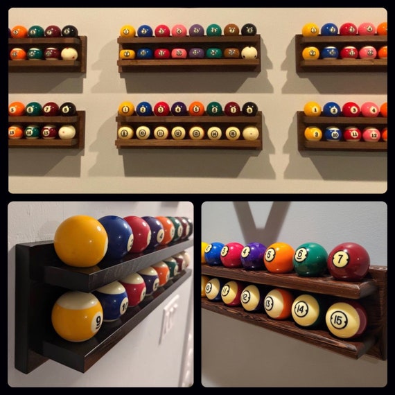 Porte-queue de billard mural + 2 jeux de billes, 100 % Made in France