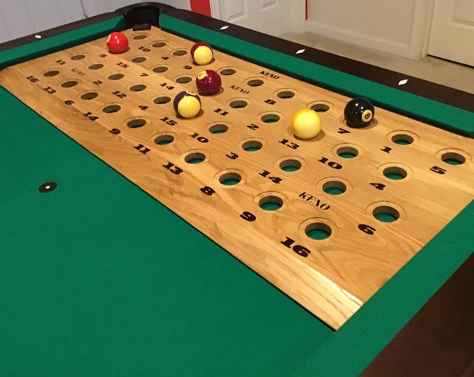 pool keno board - solid wood species - engraved and epoxy numbers - heirloom quality - throwback Amos and Andy design