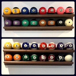 Pool ball storage shelf / billiard ball rack - wall mount - premium hardwood - multiple wood options - handmade