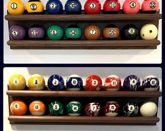 Pool ball storage shelf / billiard ball rack - wall mount - premium hardwood - multiple wood options - handmade