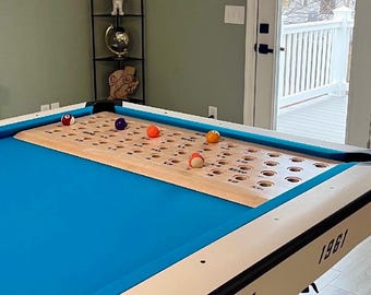 pool keno board - solid wood species - engraved and epoxy numbers - heirloom quality - throwback Amos and Andy design