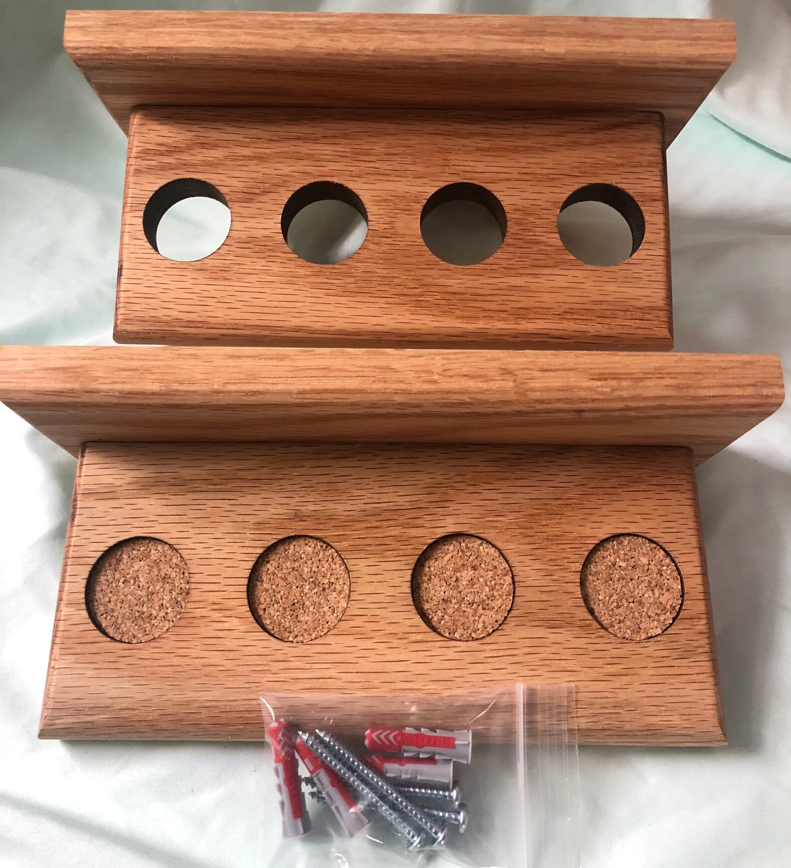 Pool cue rack holds 4 cues wall mount solid wood oak Etsy