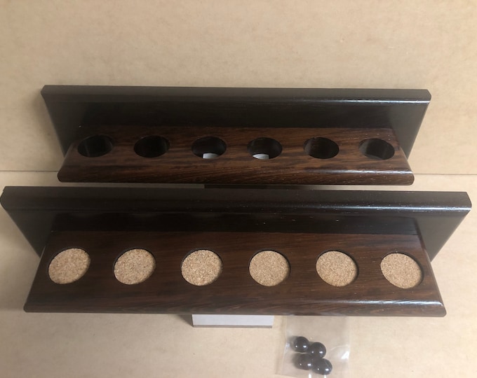 Pool cue rack - Wenge exotic hardwood - “almost black” - premium wall mount billiard stick holder - multiple sizes