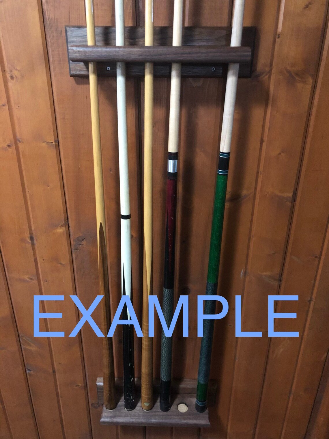 Pool cue rack holds 4 cues wall mount solid wood oak Etsy
