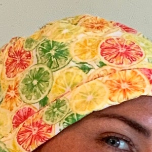 Surgical scrub caps for women scrub cap womens tieback washable cotton citrus