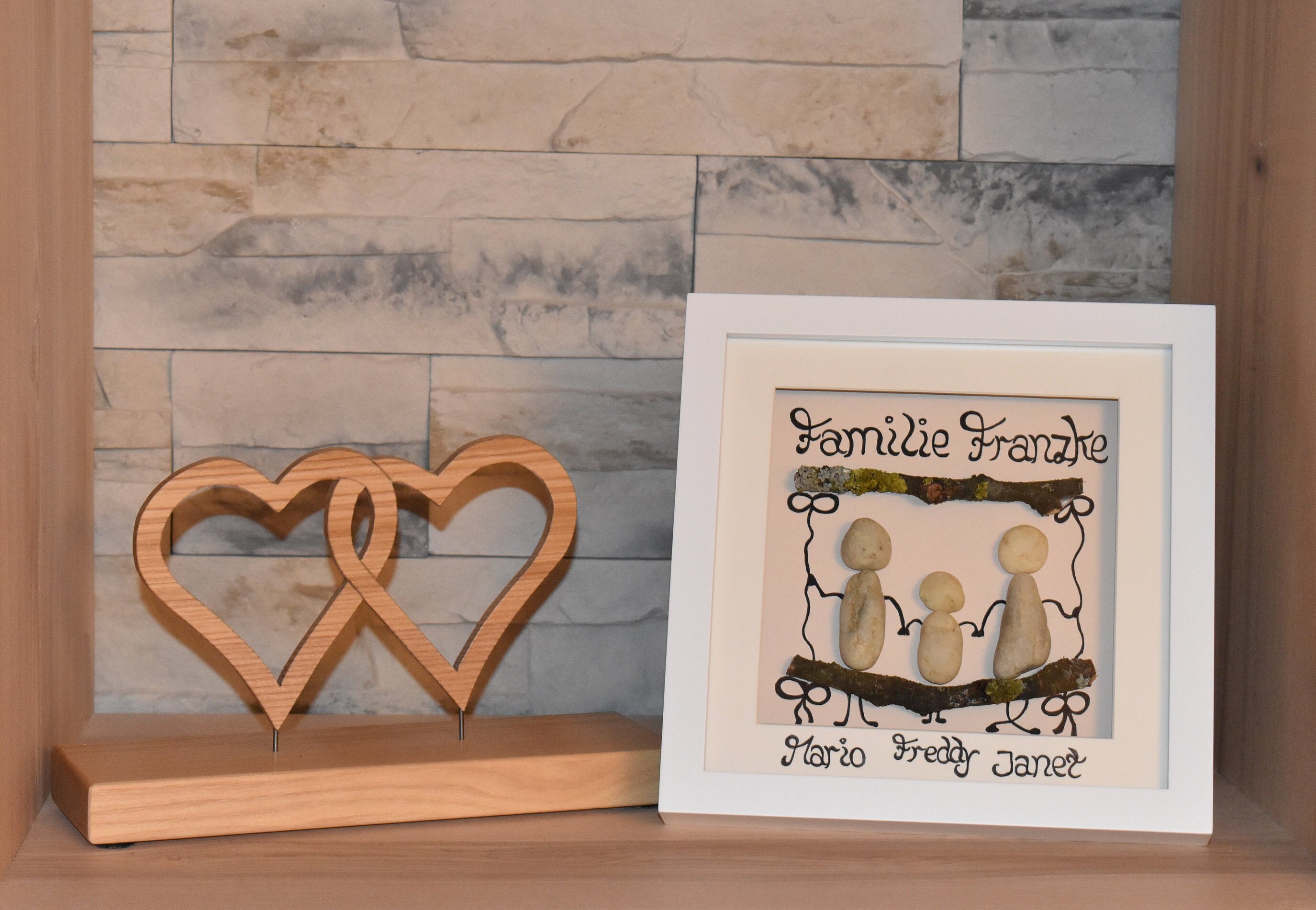 Steinbild Familie mit personalisierbaren Namen & Spruch Etsy