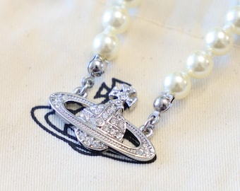 Vivienne Westwood Silver Pearl Orb Choker Necklace