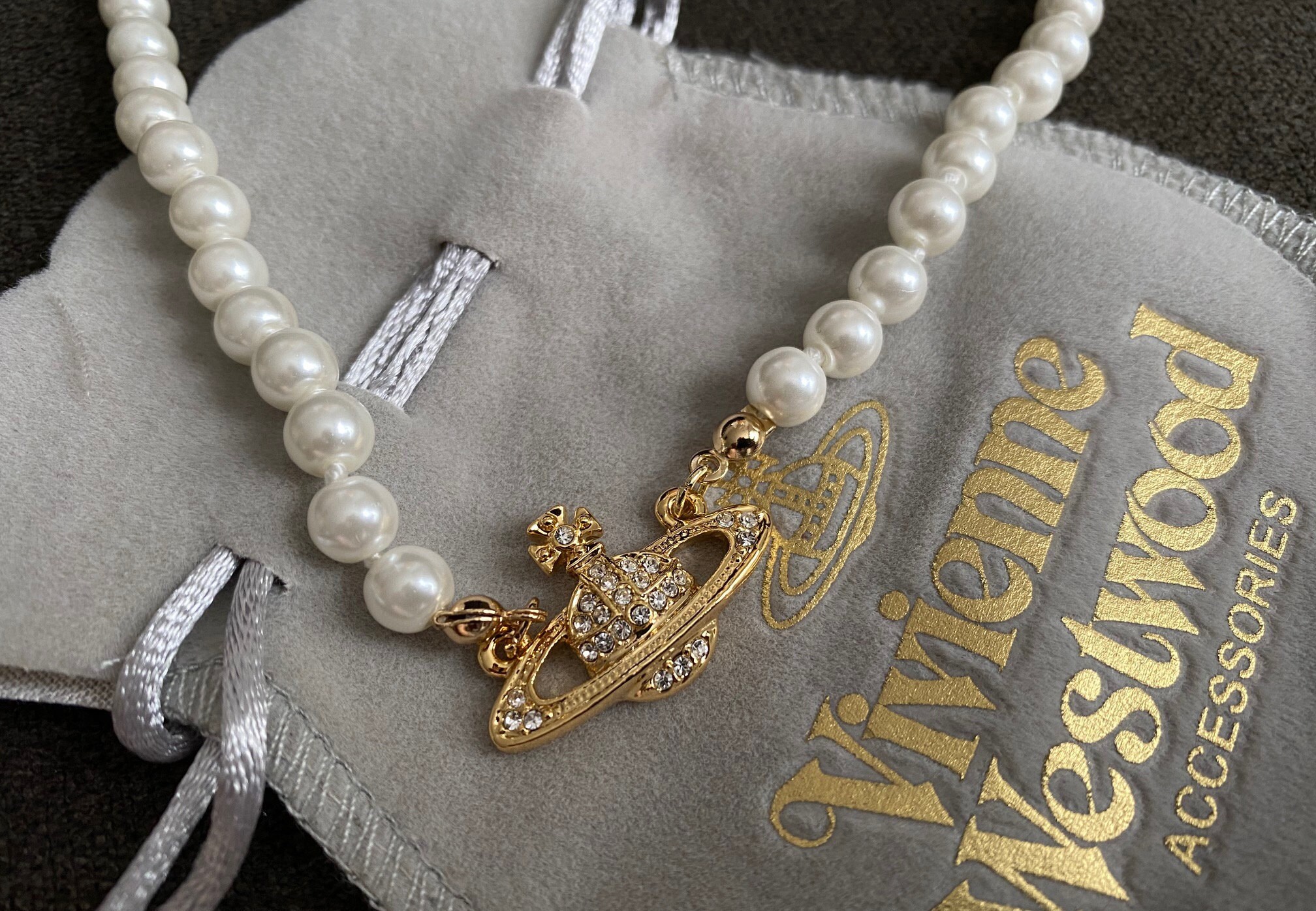 Vivienne Westwood Pearl GOLD Orb Choker Necklace
