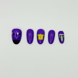 Cinq nuits chez Freddy's Press Ons fait main | Mec violet | Ongles pour l'horreur Gamer Vibes