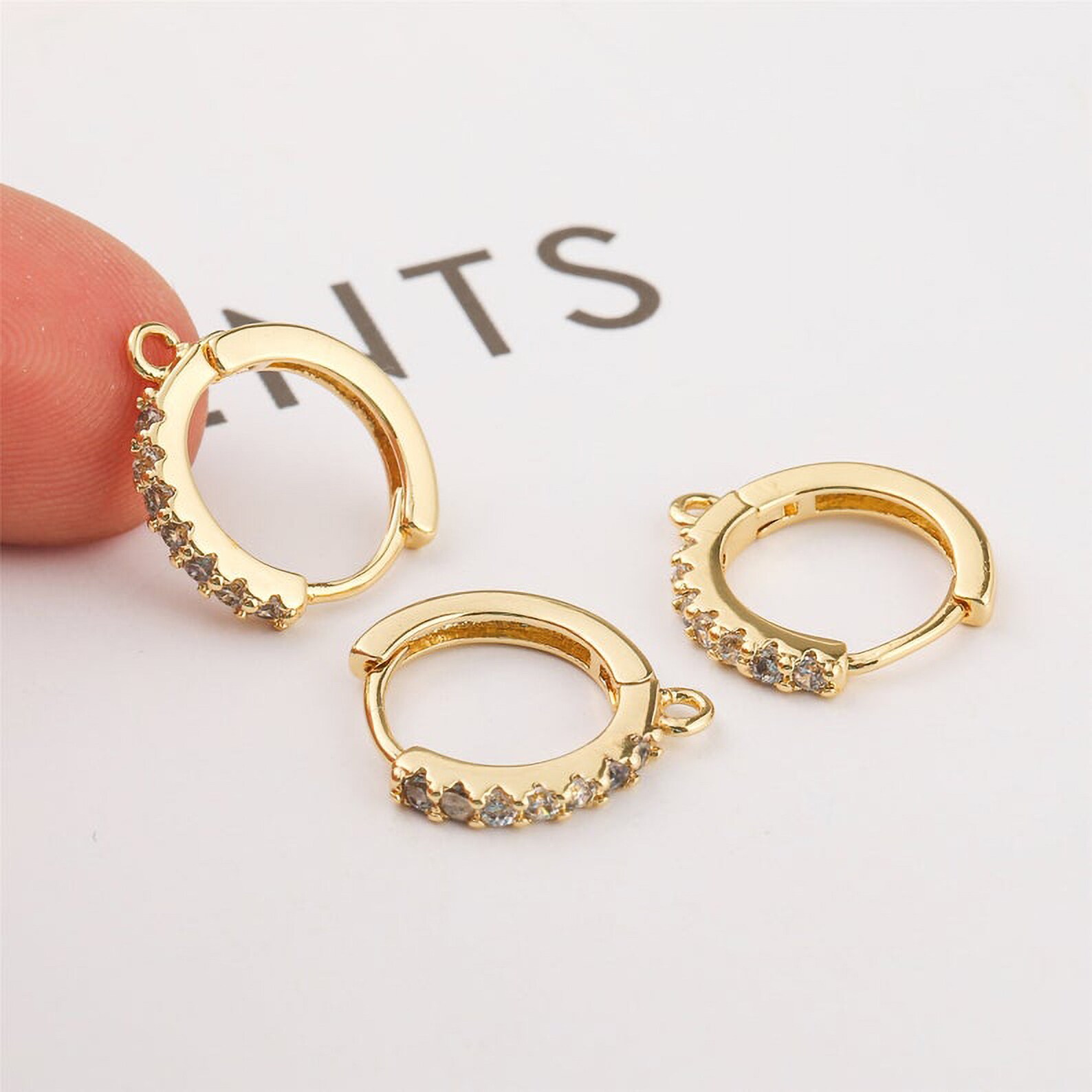 6Pcs earring charms Real Gold Plated Round Leverback jewelry Etsy