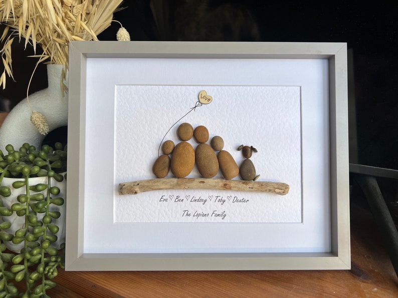 Family pebble art portrait image 2