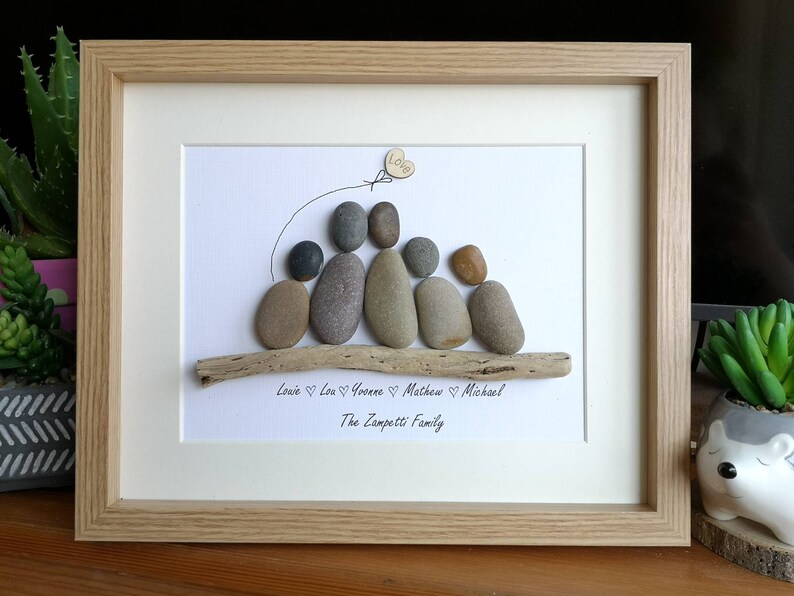 Family pebble art portrait image 7