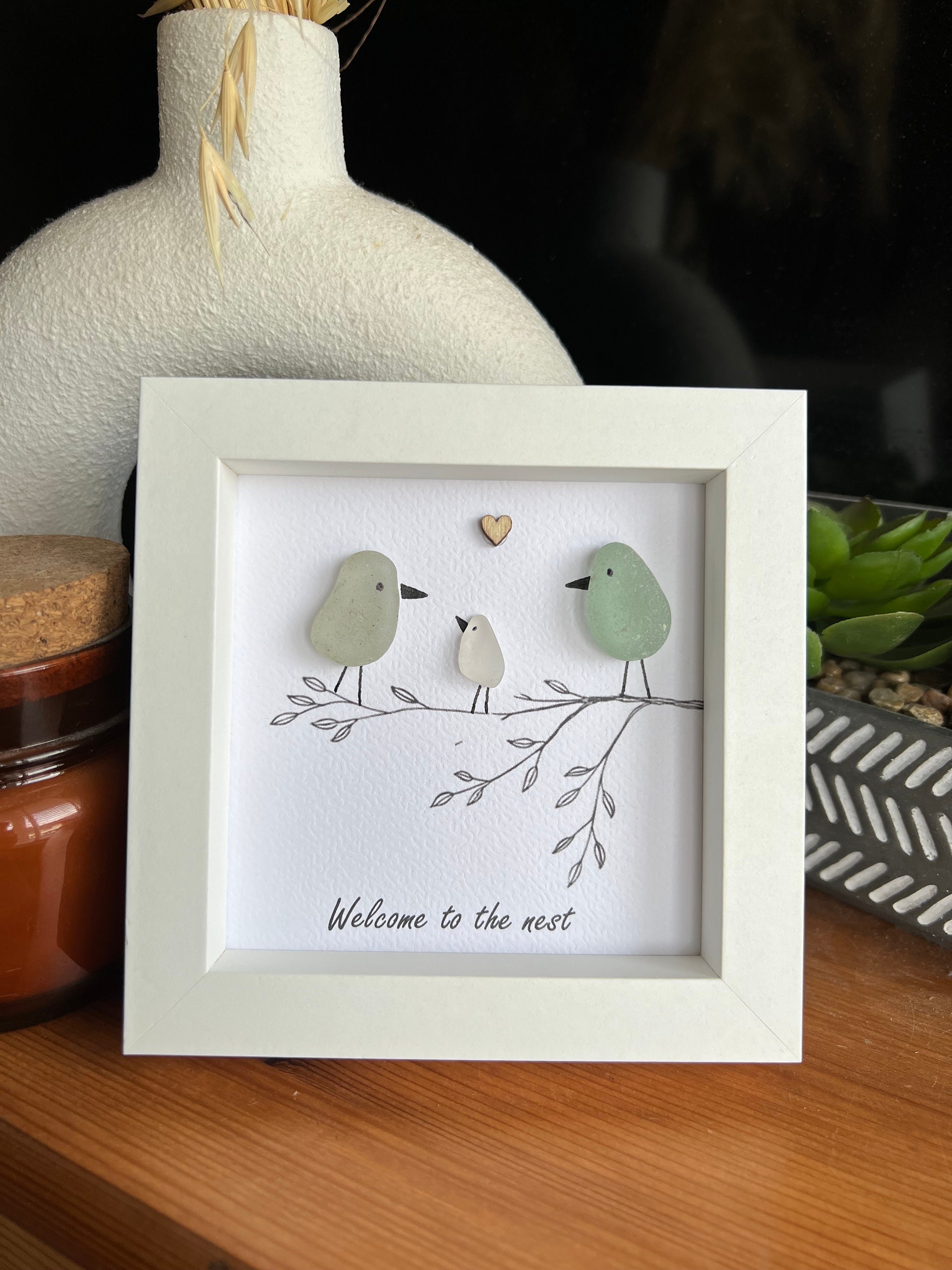 Personalized Sea Glass Art: New Baby Nest Picture, Newborn Gift - Etsy