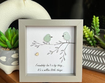 Best friends birds personalised sea glass art. the million little things, friendship present