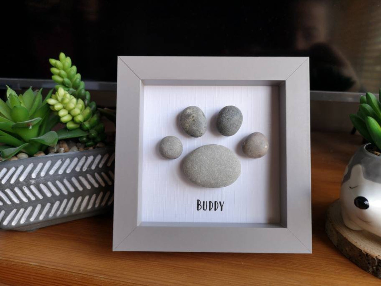 Pebble Art Pet Paw Pebble Art Memorial Dog Gift Ideas Etsy UK