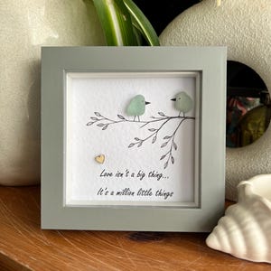 art du verre de mer couple, art du verre de mer oiseaux. le million de petites choses, cadeau d&#39;anniversaire, cadeau d&#39;anniversaire, cadeau de mariage côtier