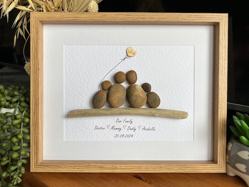 Family pebble art portrait image 4