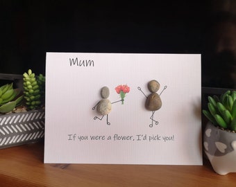 Birthday And Mother days pebble art card personalised