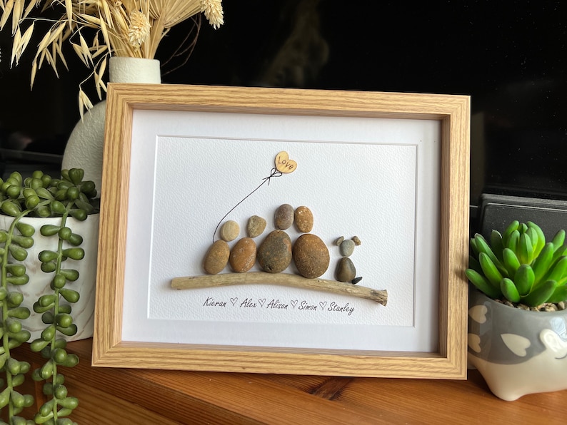 Family pebble art portrait image 5