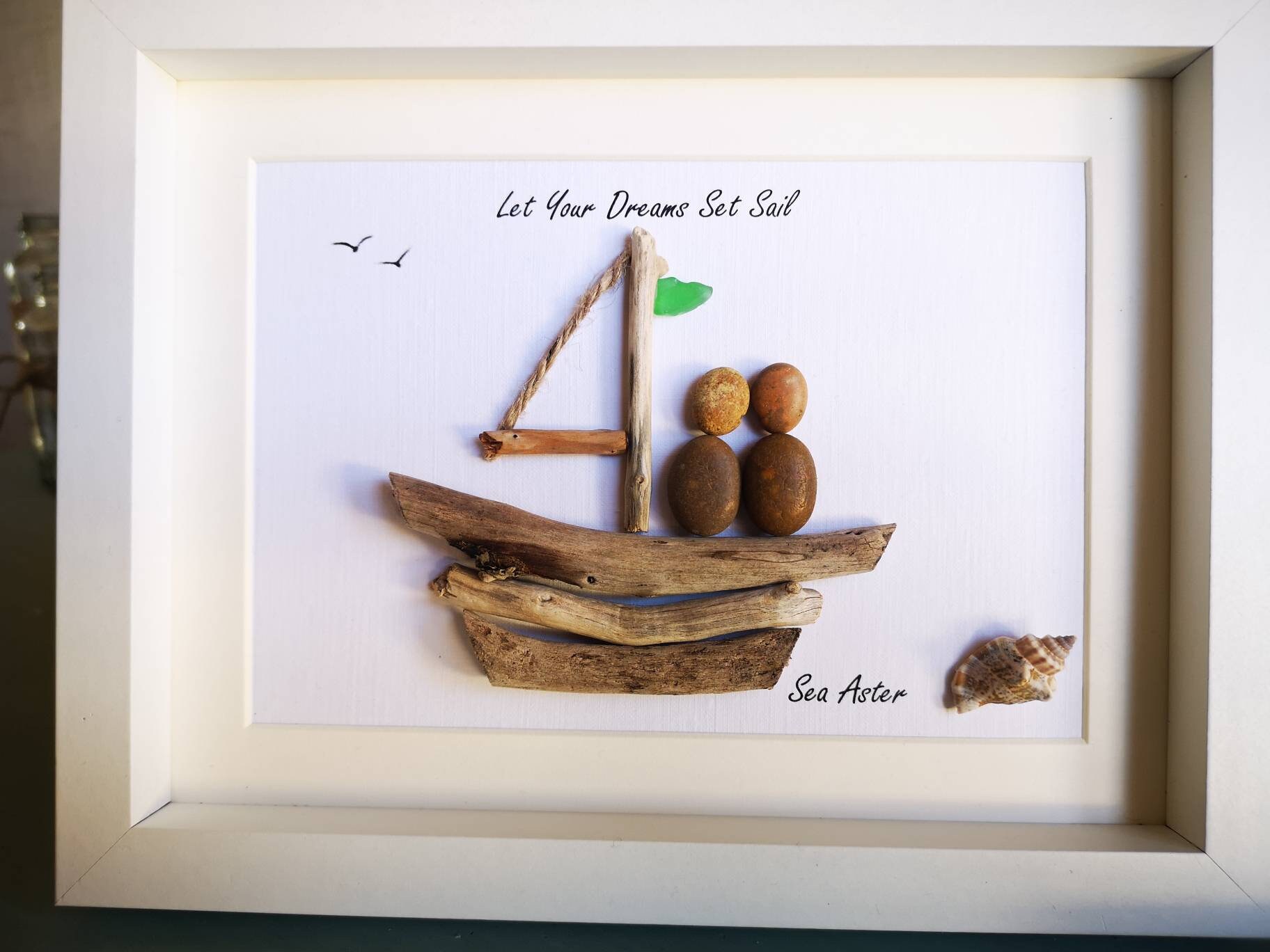 Personalised Sailing Boat Driftwood Pebble Art. Etsy