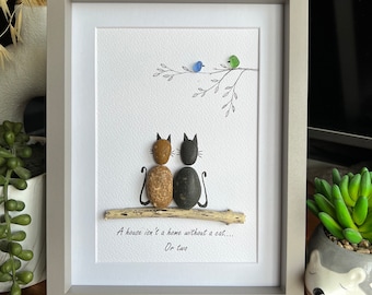 cat pebble frame art. a home isn't a home without a cat... or two