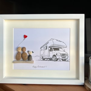 Family campervan pebble art portrait, motorhomes, camper art