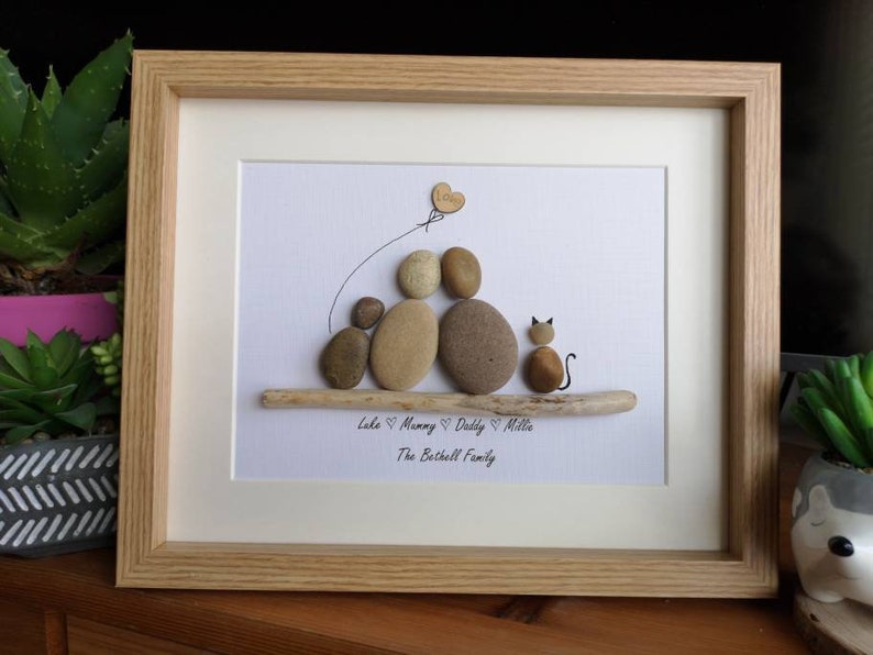 Family pebble art portrait image 1