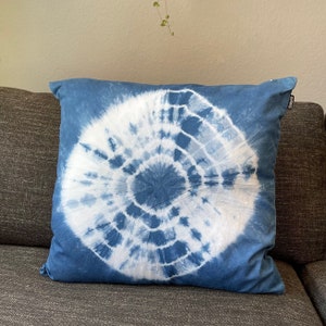 Shibori Indigo Throw Pillow Cover | Indigo Hand Dyed Pillowcase | 100% Cotton | Eco-Friendly | Absorbent | Reusable