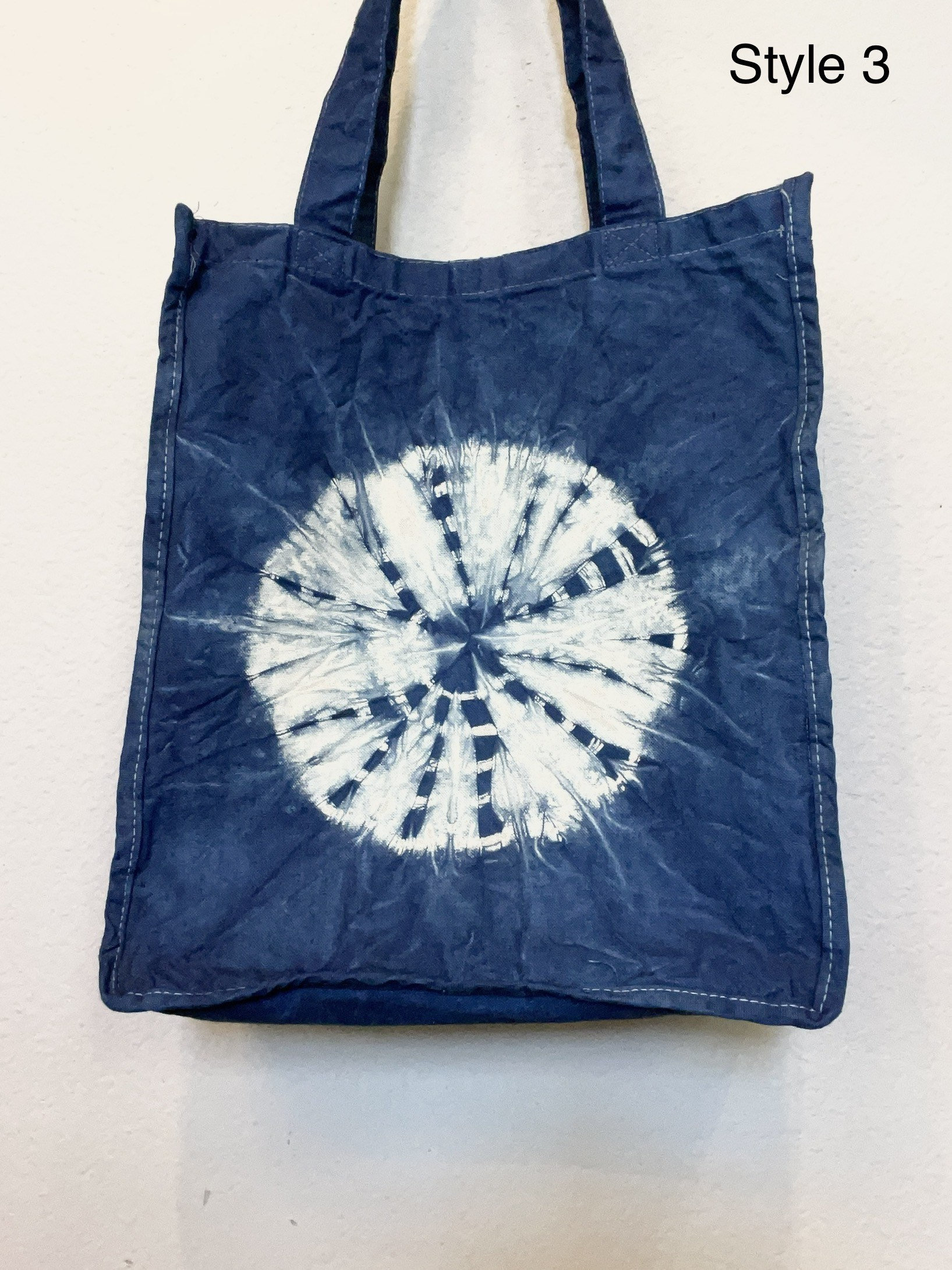 Hand Dyed Shibori Indigo Heavy Canvas Shopper Tote Bag | Large