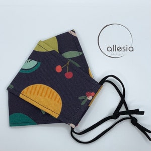 Fruity Tutti Print | 3D Face Mask | 3 Layers of High Quality 100% Cotton Fabrics | With Filter Pocket | Washable Reusable Adjustable