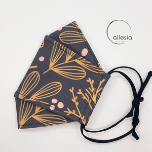 Winter Flora Print | 3D Face Mask | 3 Layers of High Quality 100% Cotton Fabrics | With Filter Pocket | Washable Reusable Adjustable