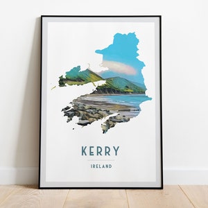 Kerry Ciarraí Glenbeigh Travel Poster, Wall Art, UNFRAMED, Ireland Kerry - Ireland