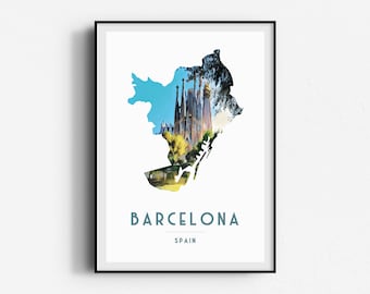 Barcelona  Sagrada Família Travel Poster,  Wall Art, UNFRAMED, Spain