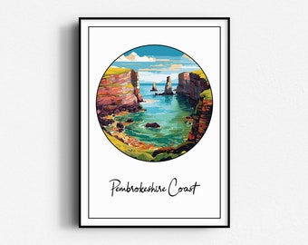Pembrokeshire Coast Colour Print, Wall Art, UNFRAMED, Wales