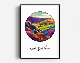 North York Moors Color Print, Wall Art, UNFRAMED, Angleterre