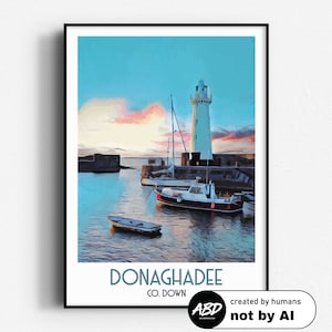 Donaghadee Lighthouse Reiseplakat, Wandkunst, UNGERAHMT, Nordirland