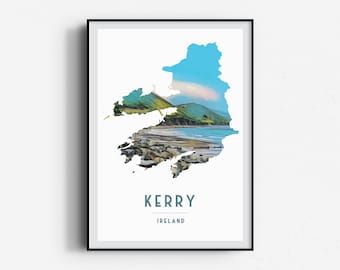 Kerry Ciarraí Glenbeigh Travel Poster,  Wall Art, UNFRAMED, Ireland