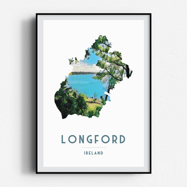 Longford An Longfort Lough Gowan Derrycassin Woods Travel Poster,  Wall Art, UNFRAMED, Ireland