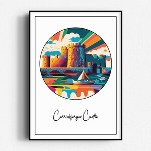 Carrickfergus Castle Farbdruck, Wandkunst, UNGERAHMT, Irland, County Antrim