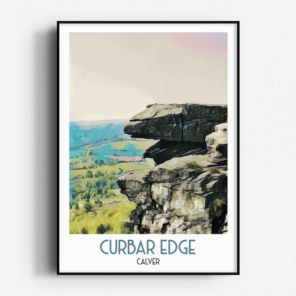 Curbar Edge Reise Poster, Wandkunst, UNGERAHMT, England