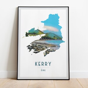 Kerry Ciarraí Glenbeigh Travel Poster, Wall Art, UNFRAMED, Ireland Kerry - Éire