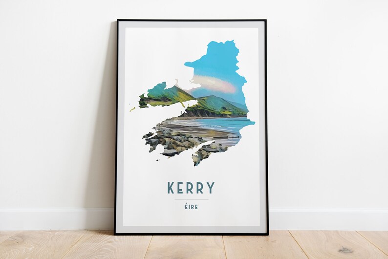 Kerry Ciarraí Glenbeigh Travel Poster, Wall Art, UNFRAMED, Ireland Kerry - Éire