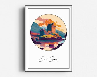 Eilean Donan Castle Colour Print, Wall Art, UNFRAMED, Scotland