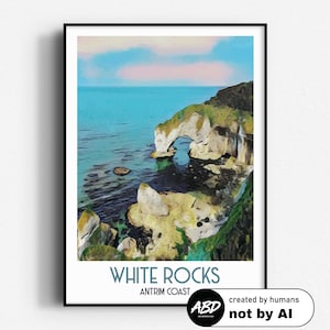 The Wishing Arch, White Rocks, Travel Poster,  Wall Art, UNFRAMED, Northern Ireland, Antrim