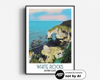 The Wishing Arch, White Rocks, Travel Poster,  Wall Art, UNFRAMED, Northern Ireland, Antrim