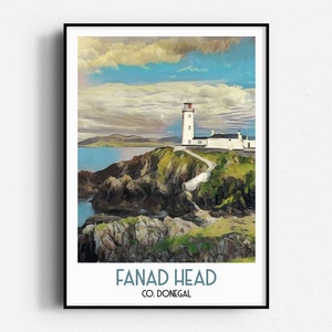 Fanad Head Lighthouse Travel Poster, Wall Art, SIN MARCO, Irlanda, Donegal
